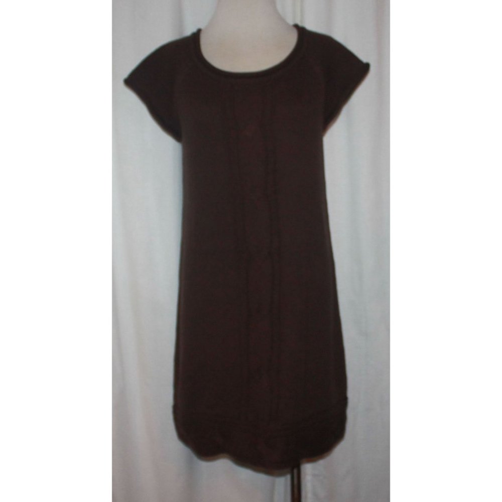 Women's Cato Brown Crop Sleeve Tight Knit Tunic Sweater Dress Size L
